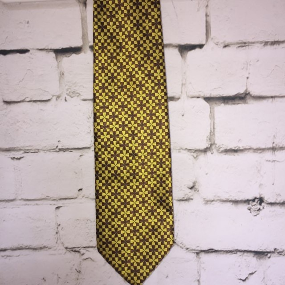 Liebert Vintage Brown & Yellow Geo Neck Tie